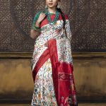 White and Red Boader Designer silk sarees