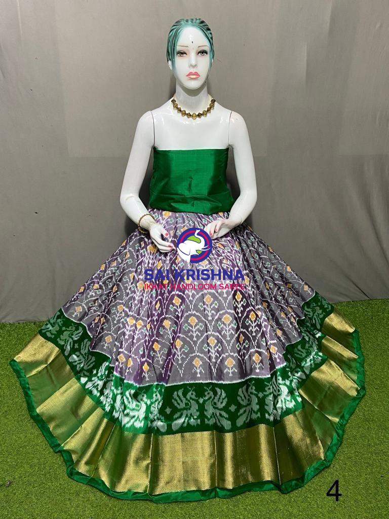 FREE SIZE LEHANGAS GREEN/TEAL GREEN COLOUR BORDER - 3