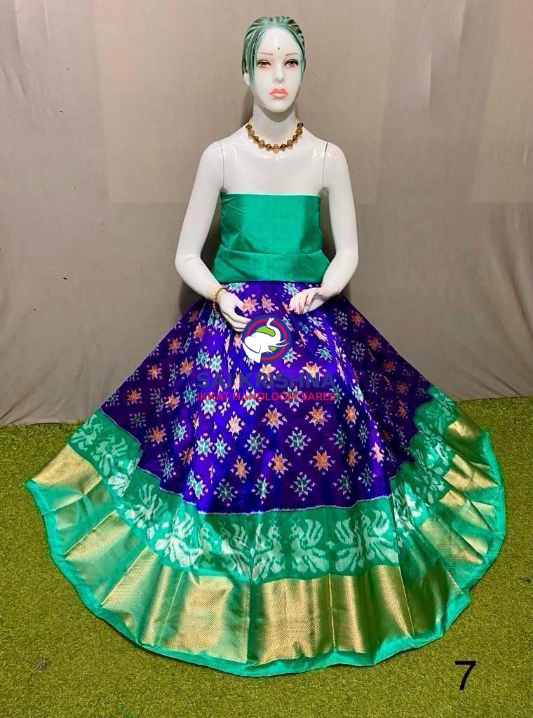 FREE SIZE LEHANGAS GREEN/TEAL GREEN COLOUR BORDER - 3