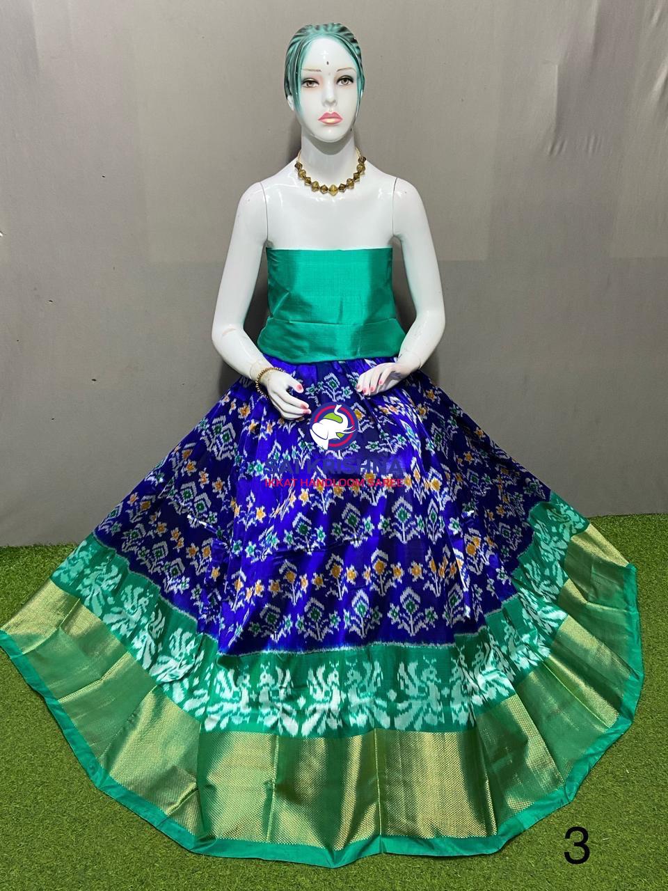 FREE SIZE LEHANGAS GREEN/TEAL GREEN COLOUR BORDER - 3