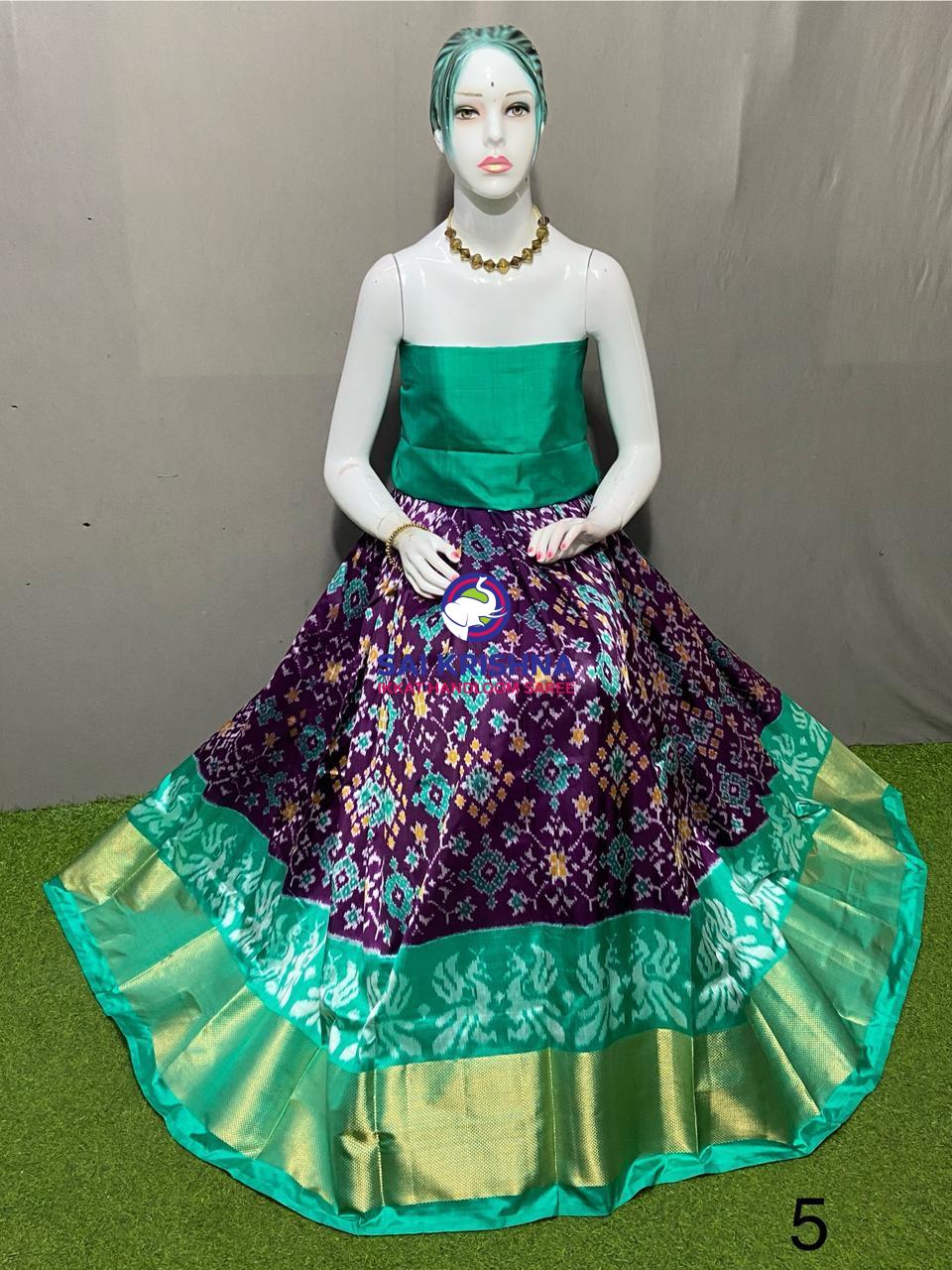 FREE SIZE LEHANGAS GREEN/TEAL GREEN COLOUR BORDER - 3