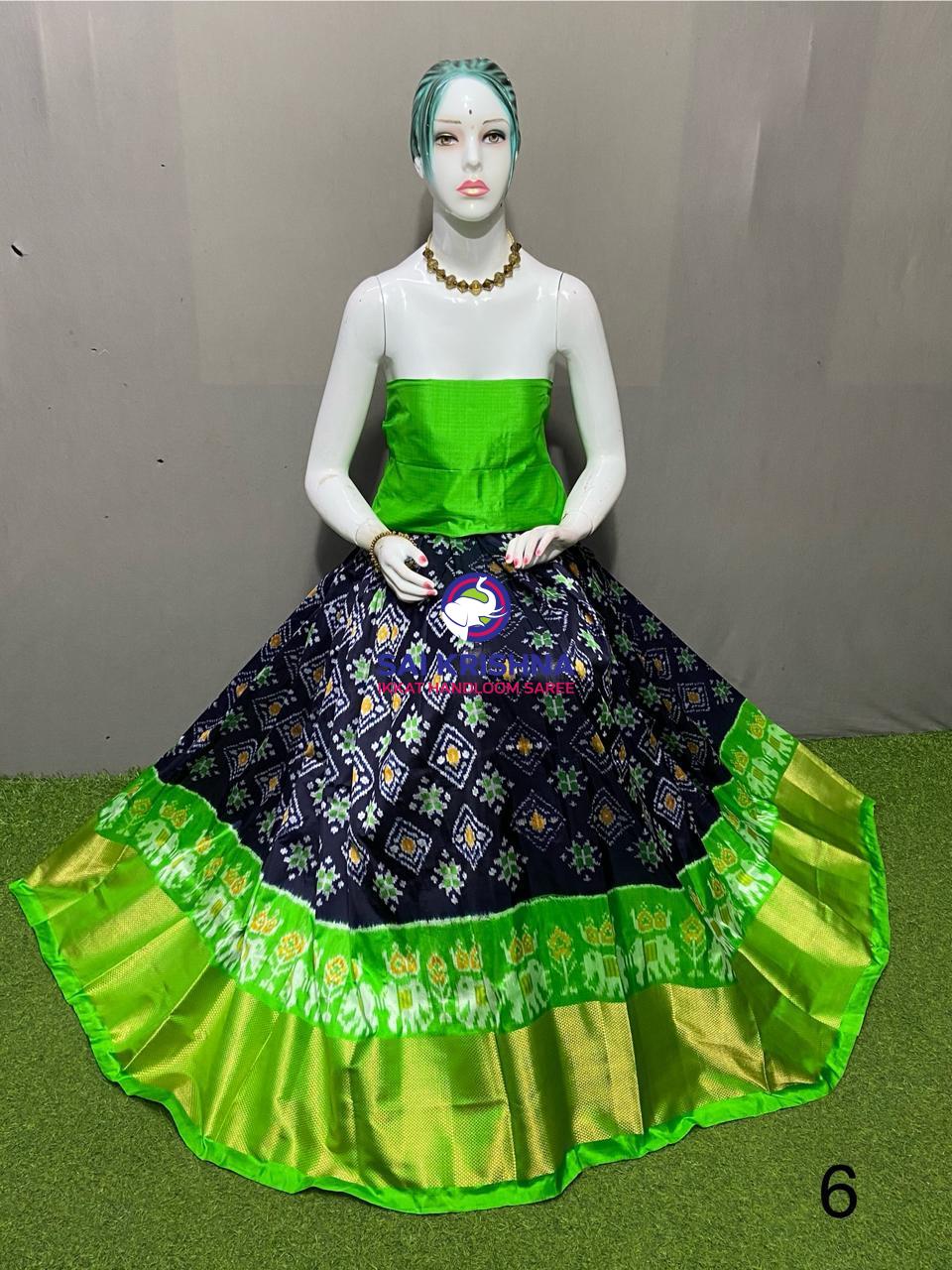 FREE SIZE LEHANGAS GREEN/TEAL GREEN COLOUR BORDER - 3