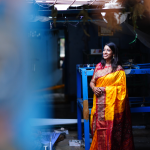 YELLOW COLER SAREE WITH RED BORDER RAJASTHAN Ikkat Silk Saree