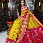 YELLOW COLOR BANDHINI CHECKS IKKAT SILK SAREE