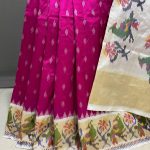 Peacock Border With Pink Ikat Silk Saree with butta